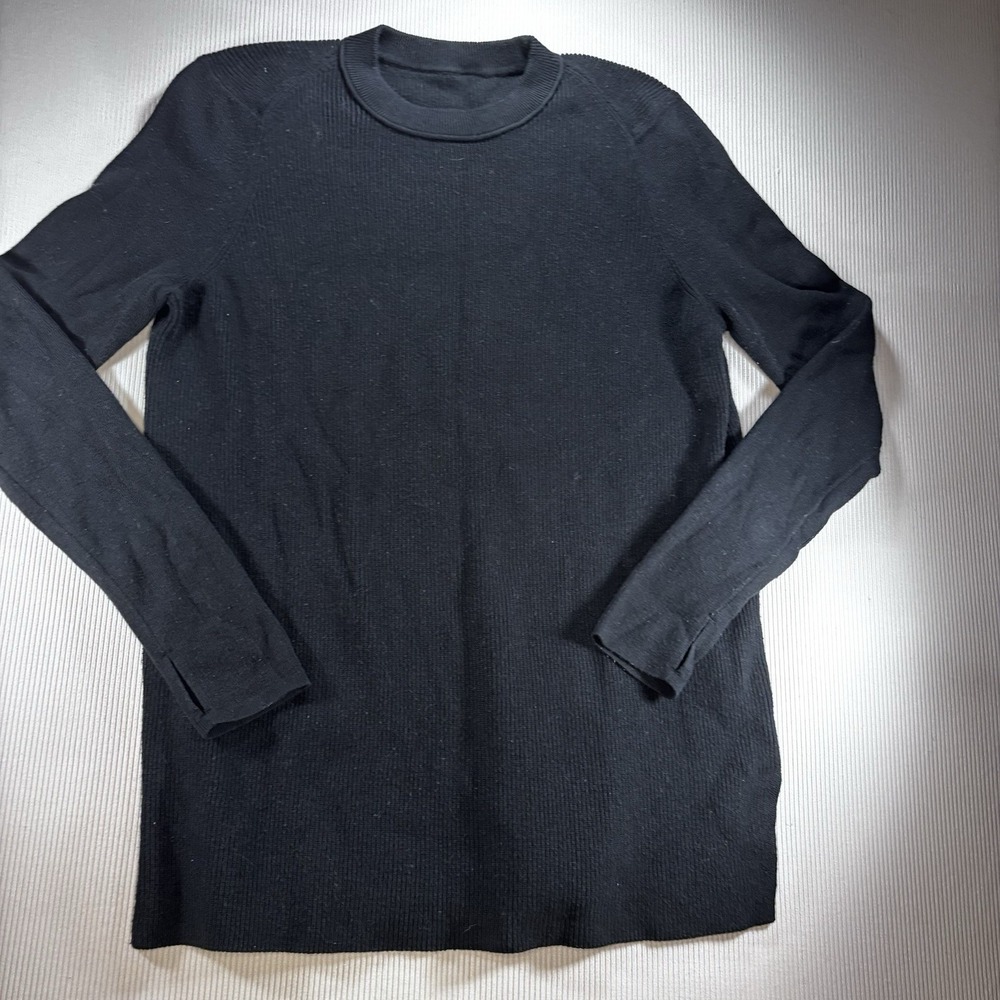 Lululemon Take It All In Cotton-Blend Ribbed Knit Sweater Black Womens Size S